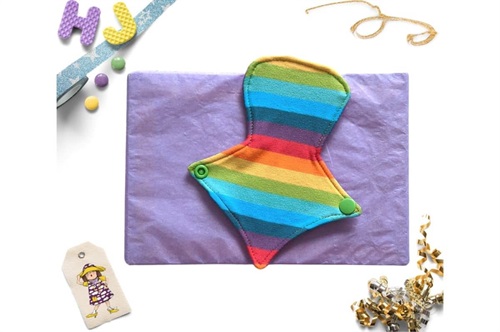 Buy  7 inch Thong Liner Cloth Pad Rainbow Stripes now using this page